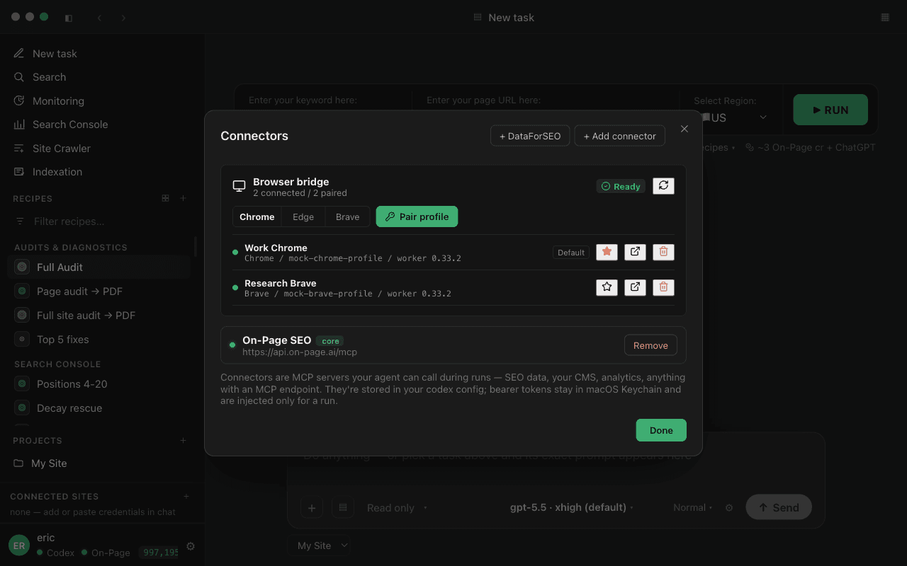 GEO SEO SuperApp connector workspace